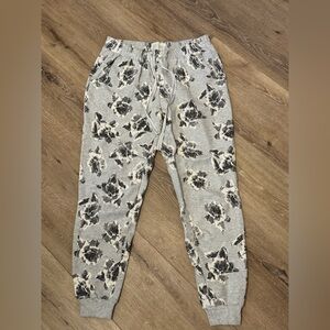 Floral Print Grey Drawstring Joggers